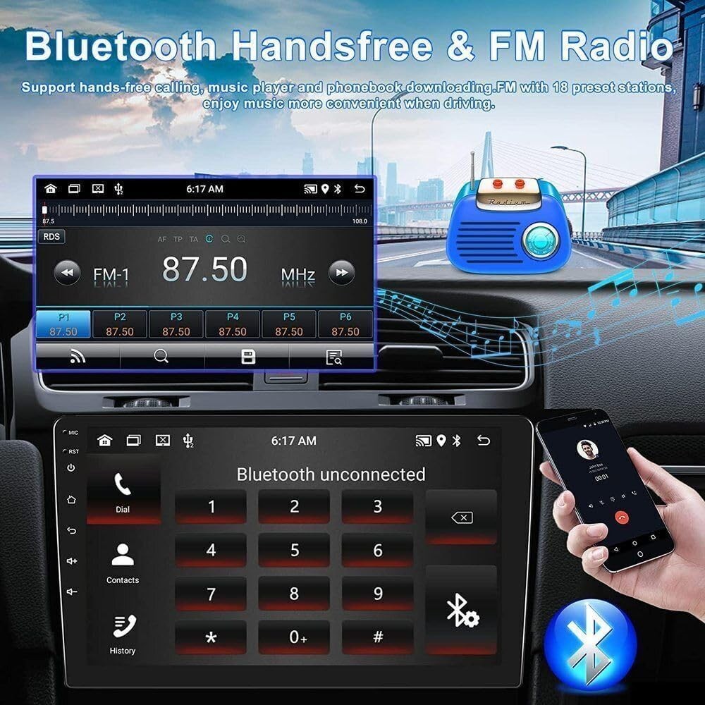 Double Din Car Stereo 2G+64G 10" Touchscreen Transit Custom Carplay Android Auto