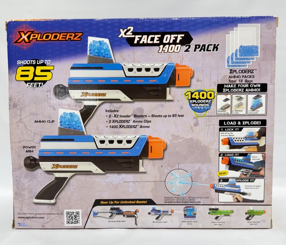 Xploderz X2 Invader Blasters Face Off 1400 2 Pack with 1400 Rounds Sealed