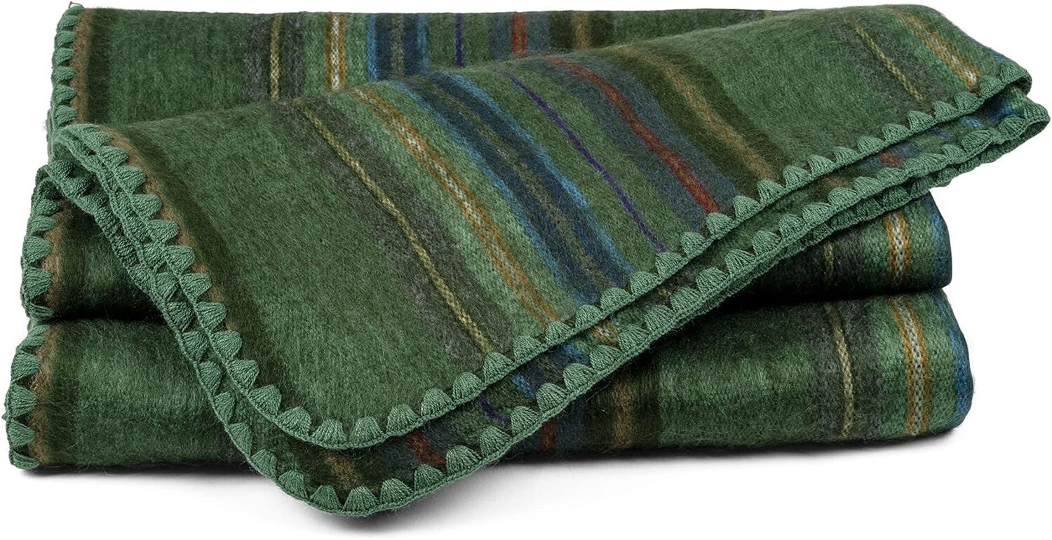 QISU Alpaca Wool Blanket Throw | Large, Beautiful, Warm, Variegated | 85 x 65 in