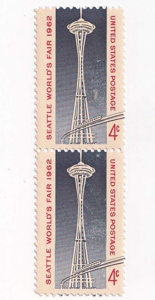 STAMP US SCOTT 1196 "Seattle World's Fair 1962" 4 CENT 1962 MH VERT PAIR