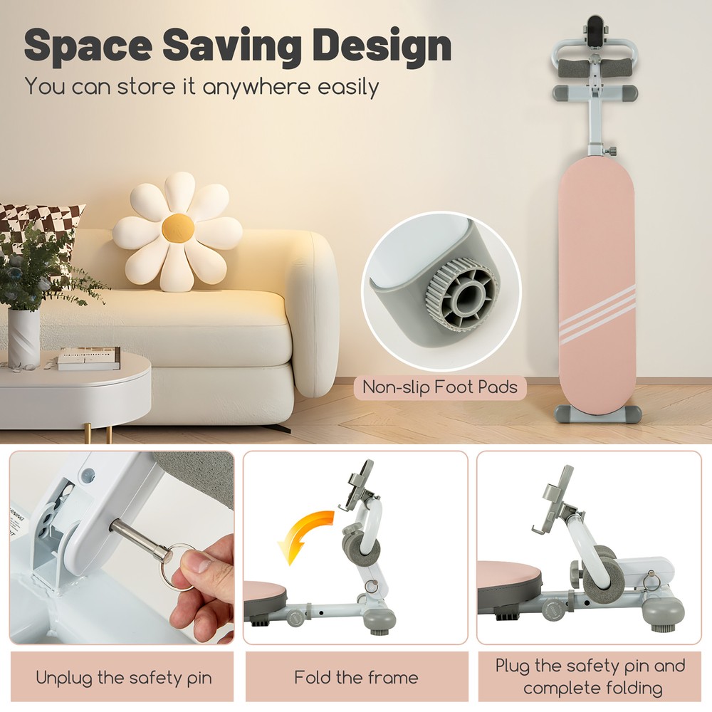 Multifunctional Sit Up Bench w/3 Gear Adjustable Angles & Adjustable Length Pink