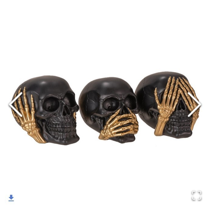 See Hear Speak No Evil Skull Set Figurine Statue