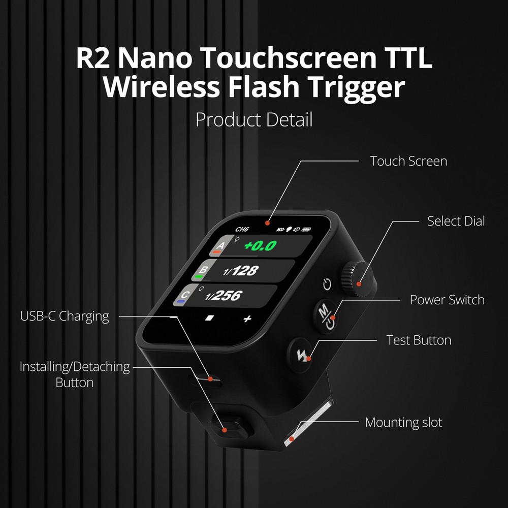 Flashpoint R2 Nano Touchscreen TTL Wireless Flash Trigger for Leica, Godox X3 L
