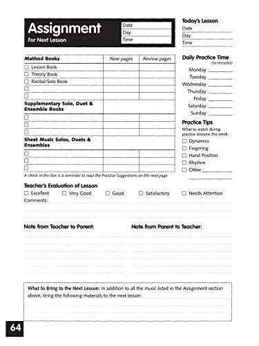 Alfred's Lesson Assignment Book for Piano Students