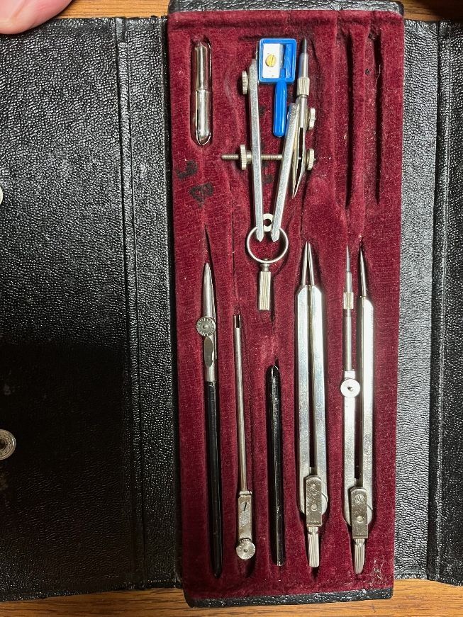 Vintage Gramercy Drafting Compass Set Germany Drawing Instruments in Case
