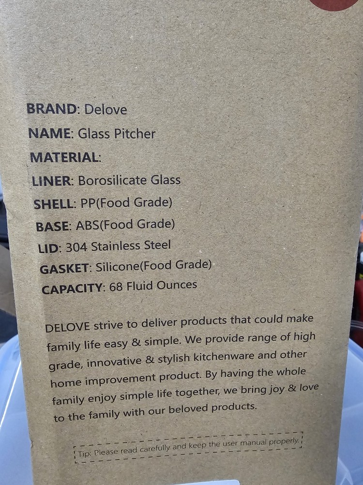 Delove Pink Glass Pitcher