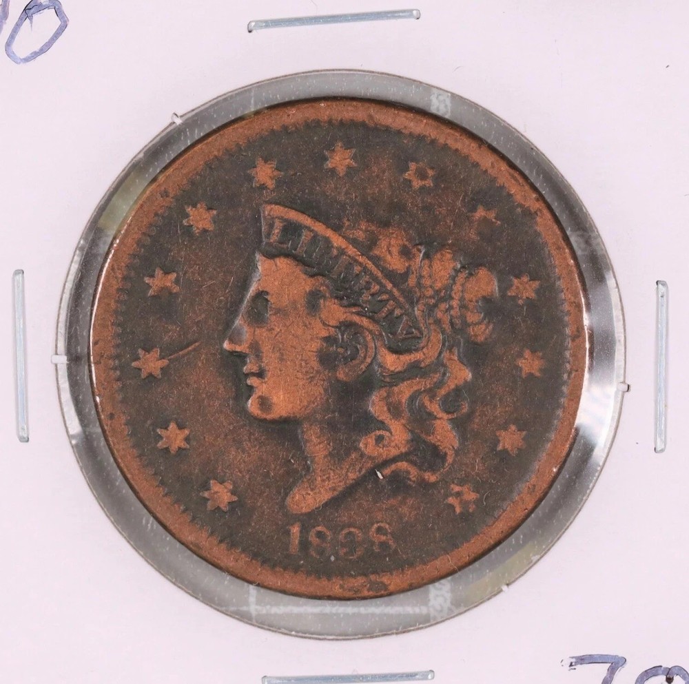1838 Coronet Head Large Cent #10 VF Plus