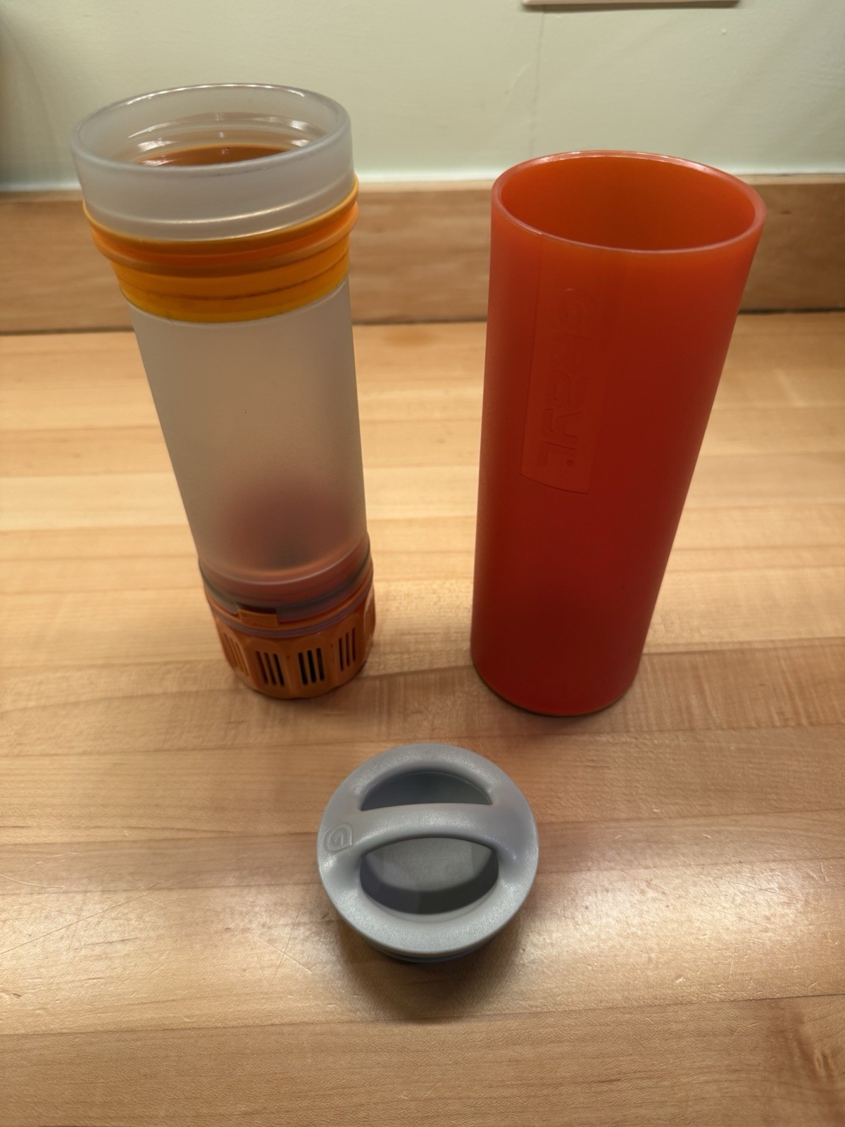 Grayl Water Purifier 16oz Orange Water Bottle Marker On Bottom Used 16oz