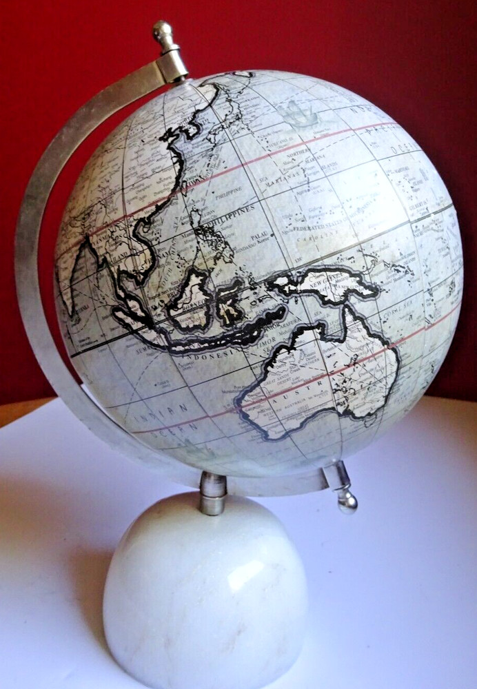Globe on Marble Stand, 12" tall