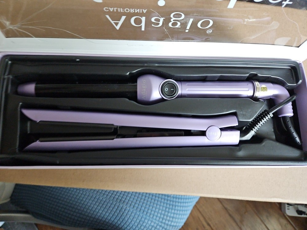 Adagio Pro 2pc 1" Curling iron & Ceramic Soft Touch Flat Iron a50bss-m52
