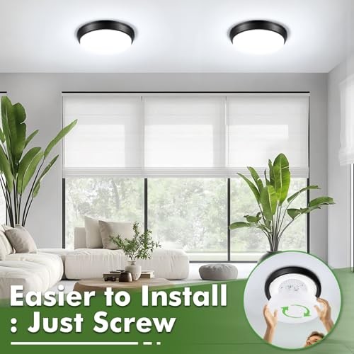13 Inch Dimmable Flush Mount LED Ceiling Light Fixture 4000LM, Black