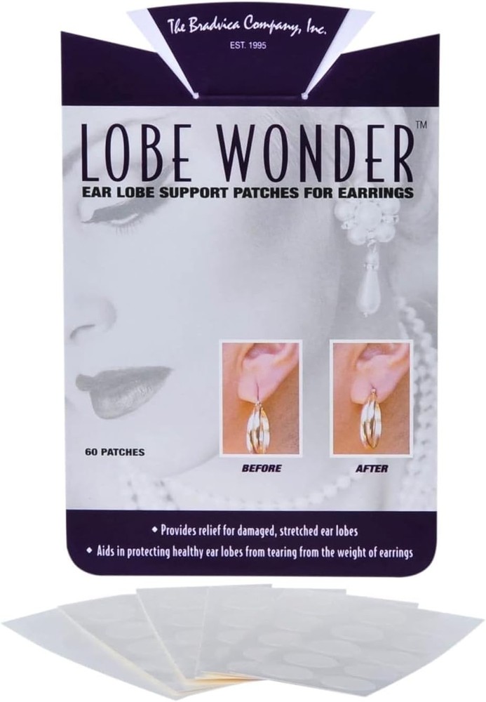 Hypoallergenic Ear Lobe Support Patch for Pierced Ears - 120 Count, Clear