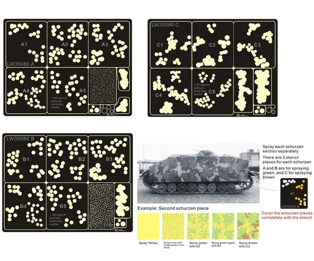 1/35 Stencil WWII German Camouflage Solid Disc Pattern Stencil Mask LW35080