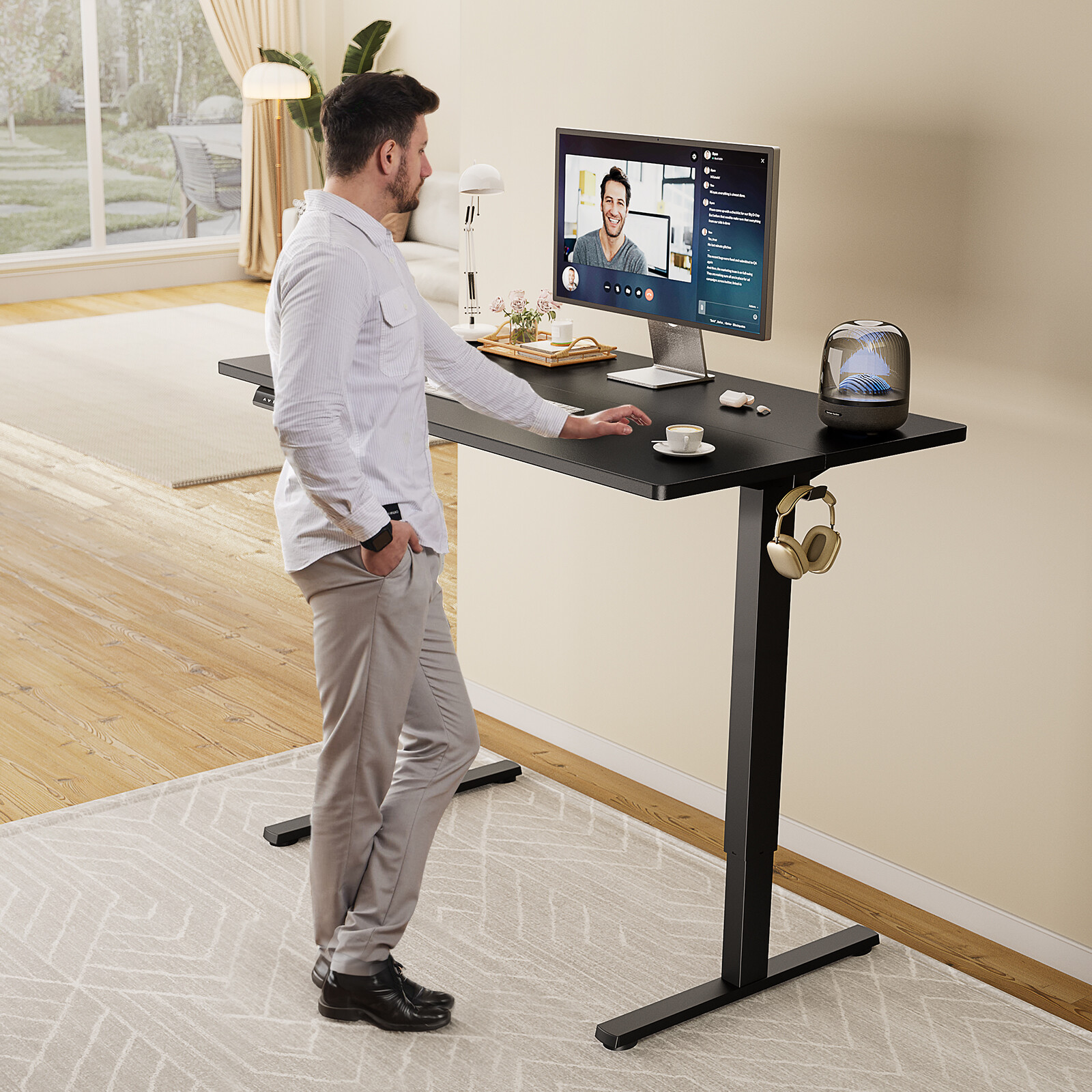 Electric Sit Stand Up Desk: Adj. Height Standing Desk of 40/48/55/63 Inches