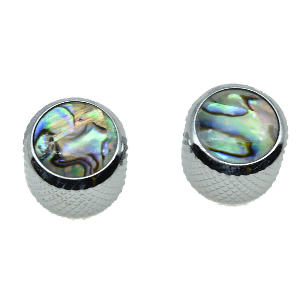 KAISH 19.5mm Abalone Inserts Dome Knobs Guitar Bass Knobs fits PBass/Tele Chrome