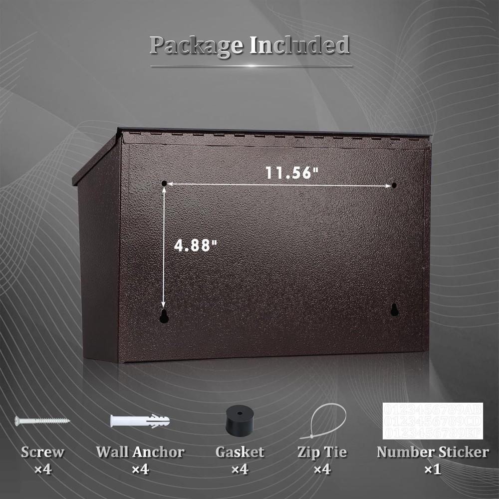Dalmbox Wall-Mount Mailbox Large for Post Rust-Proof Bronze