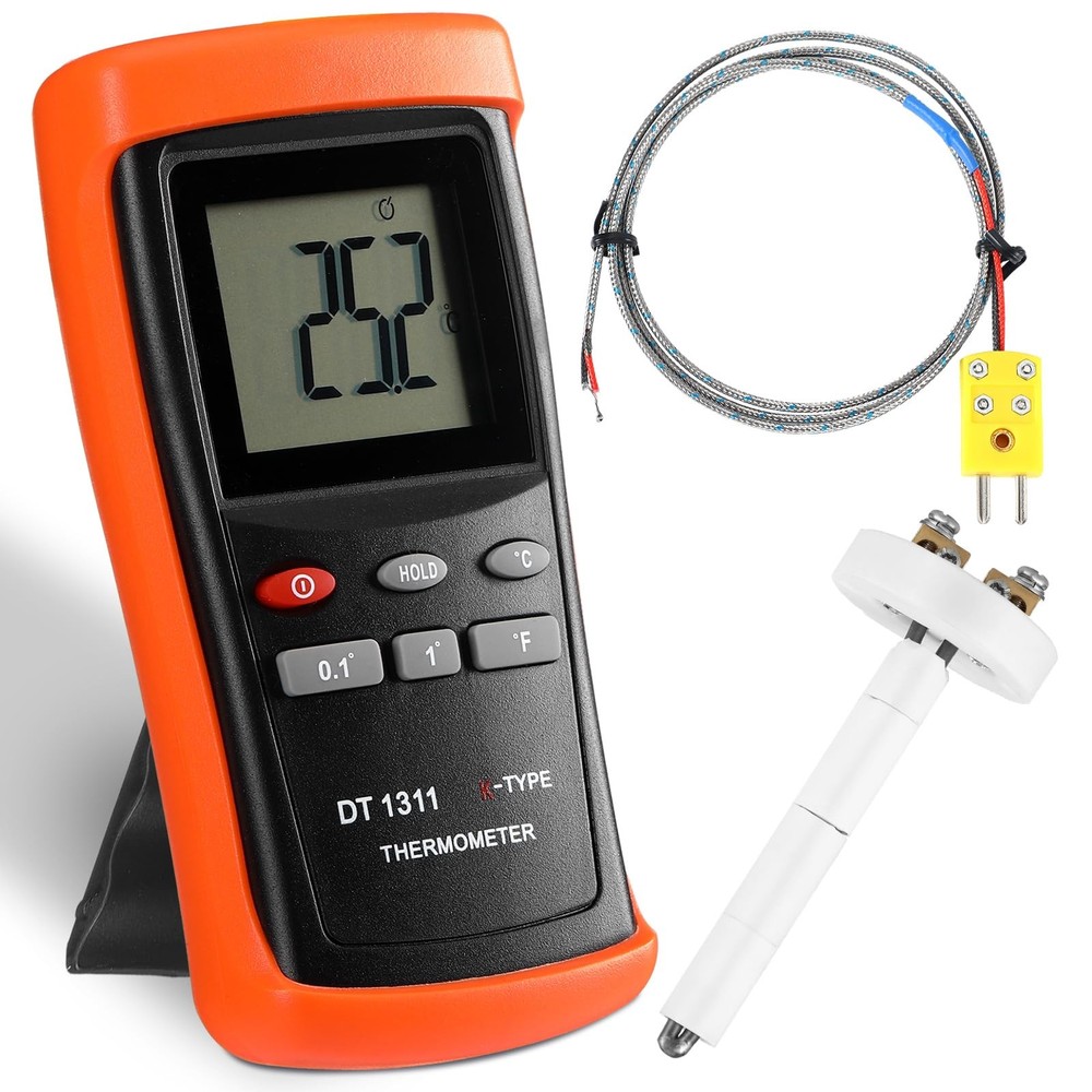 Kiln Thermometer Full Range High Temperature Pyrometer K-Type Thermocouple wi...