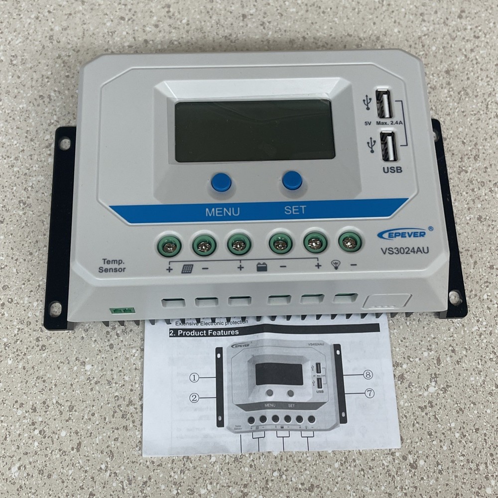 ® 30A Solar Charge Controller 12V/24V Auto Working PWM Solar Panel Charge Reg...