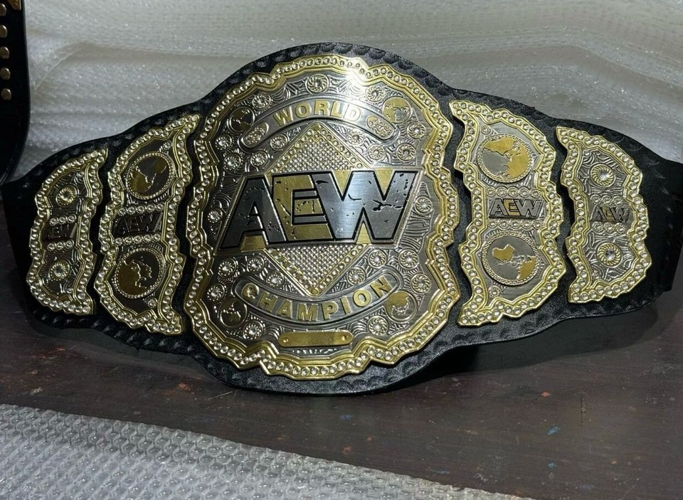 AEW World Championship Replica Wrestling Belt Metal Plates Adult Size Title NEW.