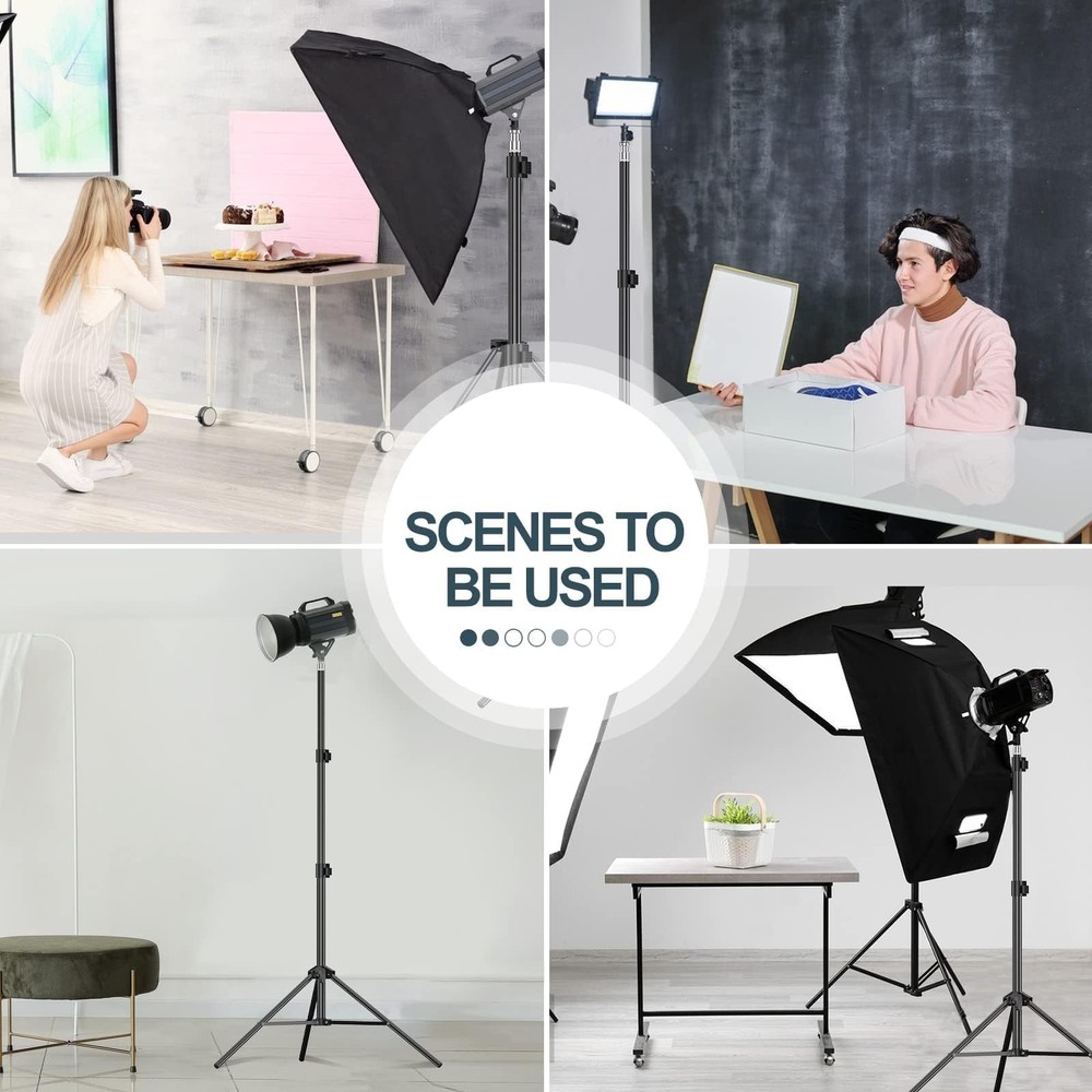 2 Pack 7 Ft Light Stand, Photography, Portable, Tripod, Case, Softbox, Flash