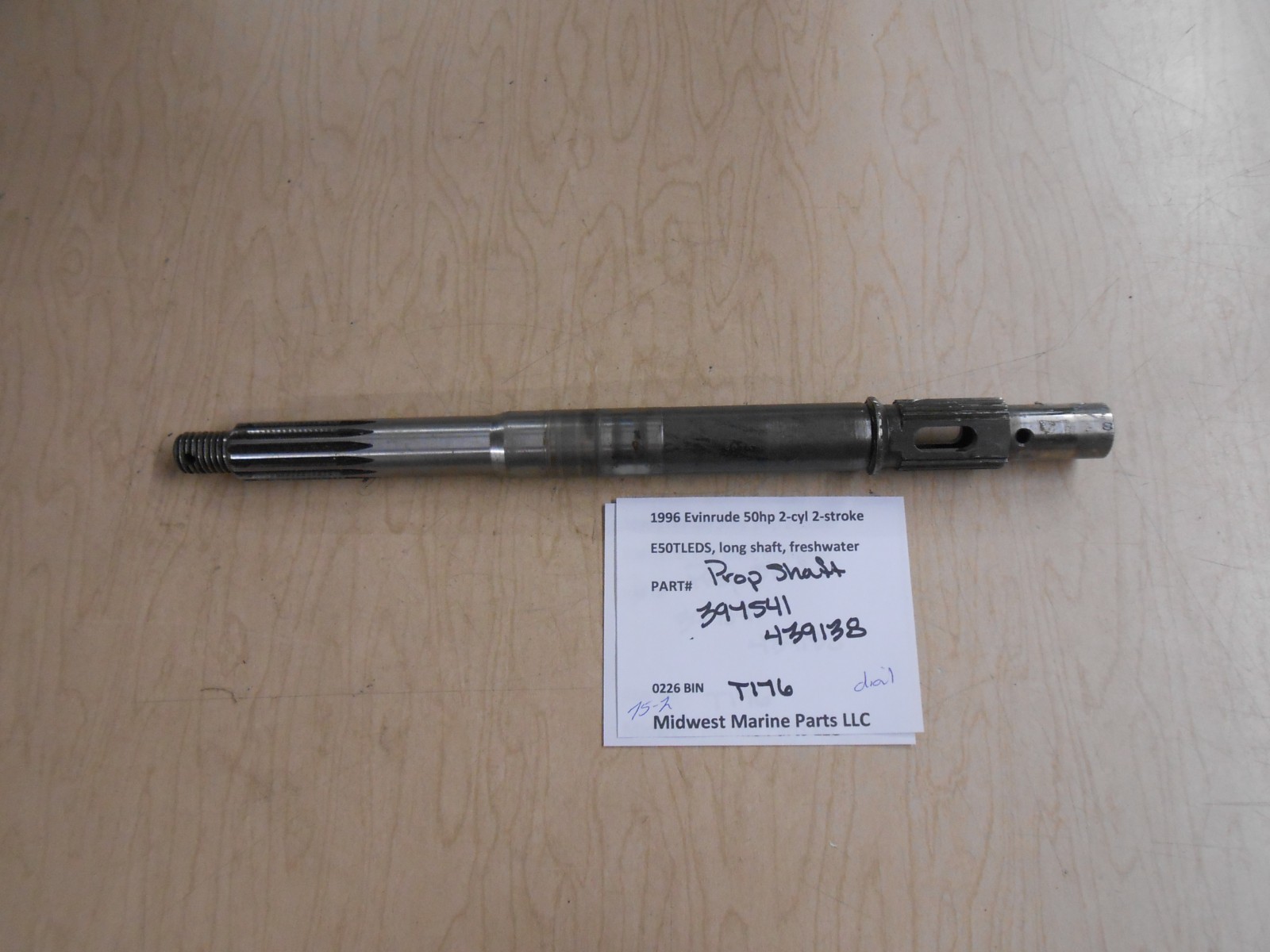 397541, 439138 Evinrude 1996 50hp Outboard propeller shaft T176