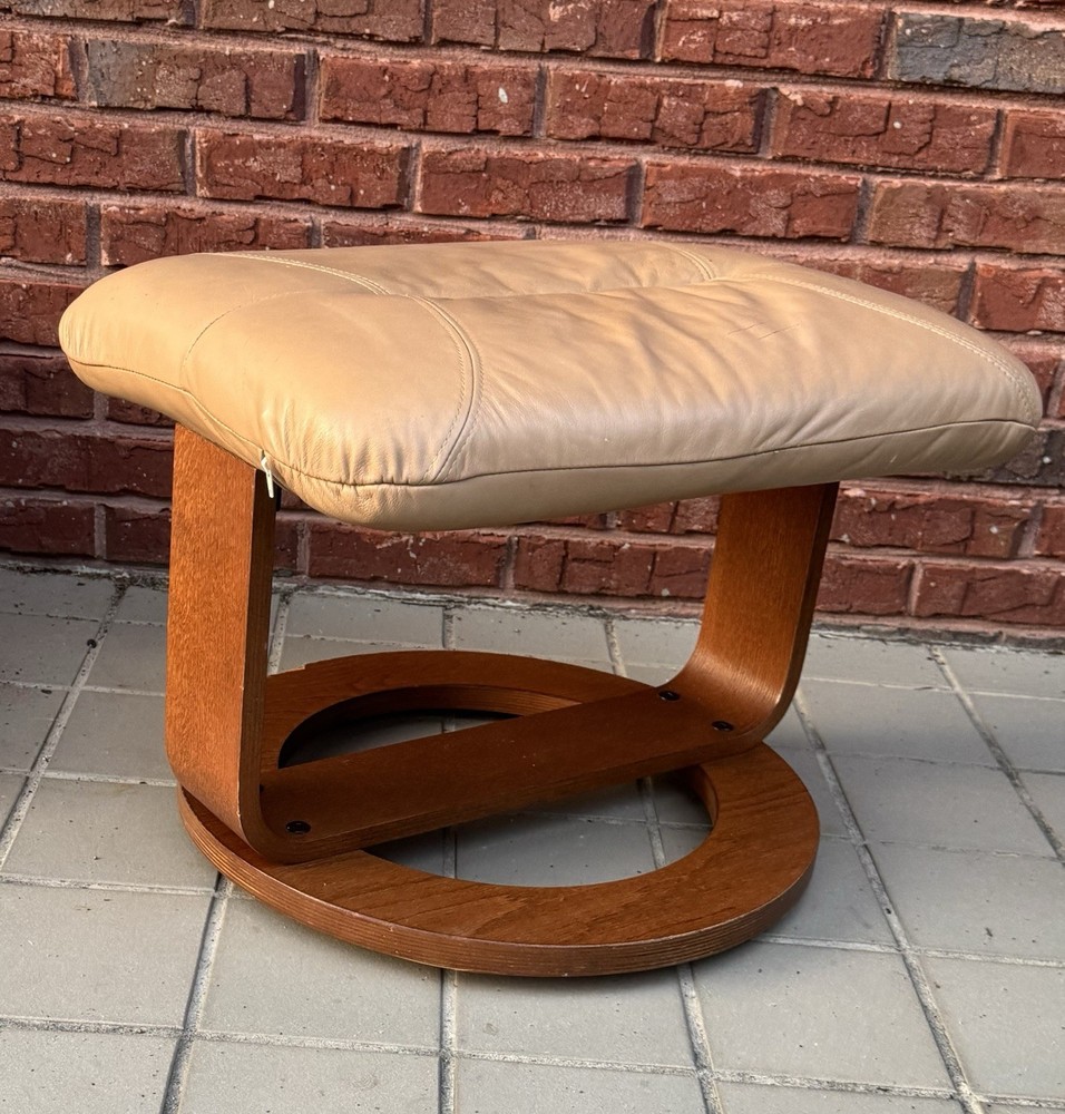 Bentwood Style Leather Footstool Ottoman Footrest