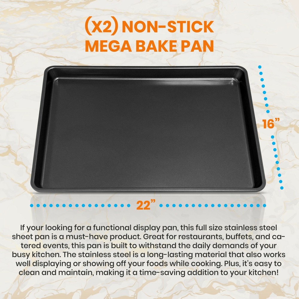 NutriChef Professional Home Kitchen Bake Pans Non-Stick Coated Layer Surface 2pc