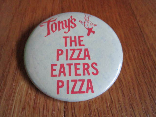 Vintage Button Tony's Pizzeria The Pizza Eater's Pizza Pinback Pin Little Chef
