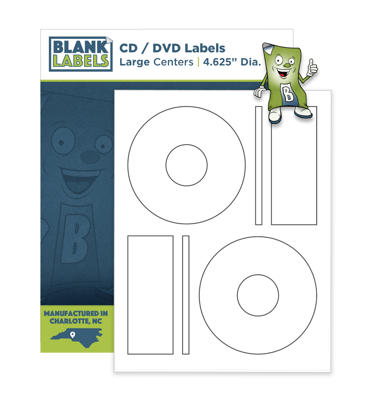 Memorex Compatible CD / DVD Labels Laser Ink Jet Blank White Sheets Large Core