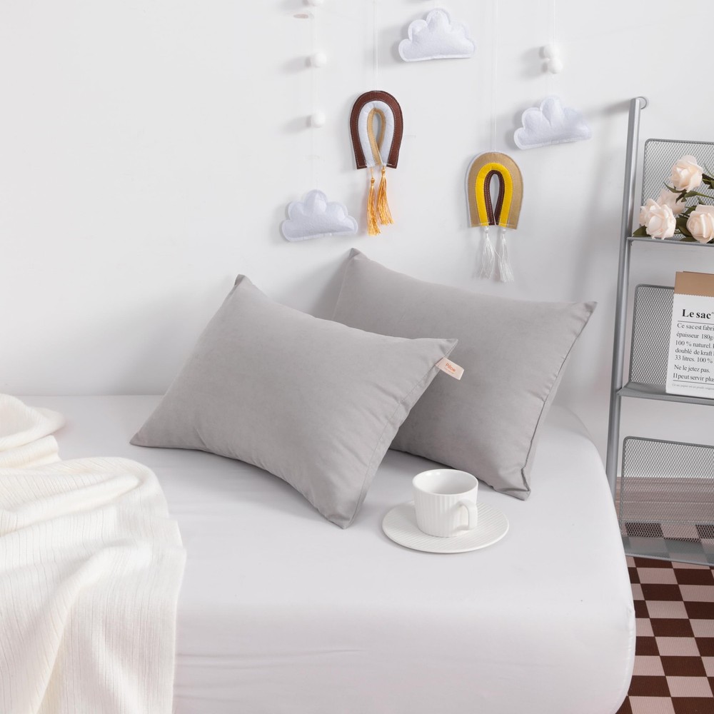 NTBAY Tiny Pillows, Down Alternative 7"x11" Microfiber 11"x7", Light Grey