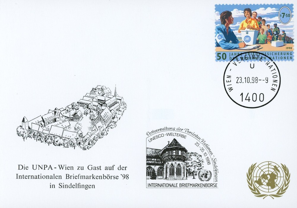 United Nations Vienna 243 White Maximum Card Sindelfingen 98 UNESCO