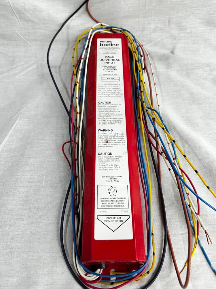 PHILIPS/BODINE EMERGENCY LIGHTING BALLAST B54U Universal input
