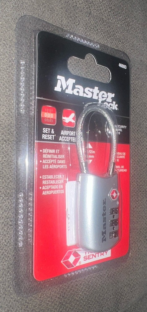 Master Lock 4688D Set Your Own Combination Tsa-accepted Cable Padlock{Silver}🔒