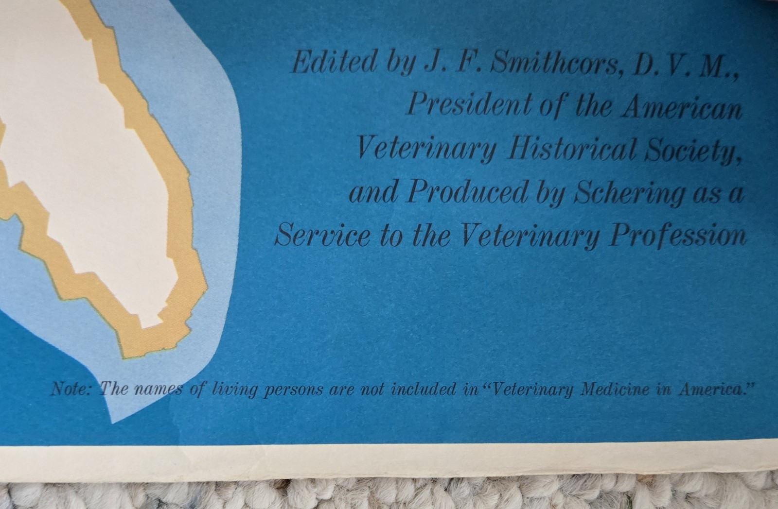 1960 Veterinary Medicine In America Poster History Map Unframed Vtg Vet Wall Art