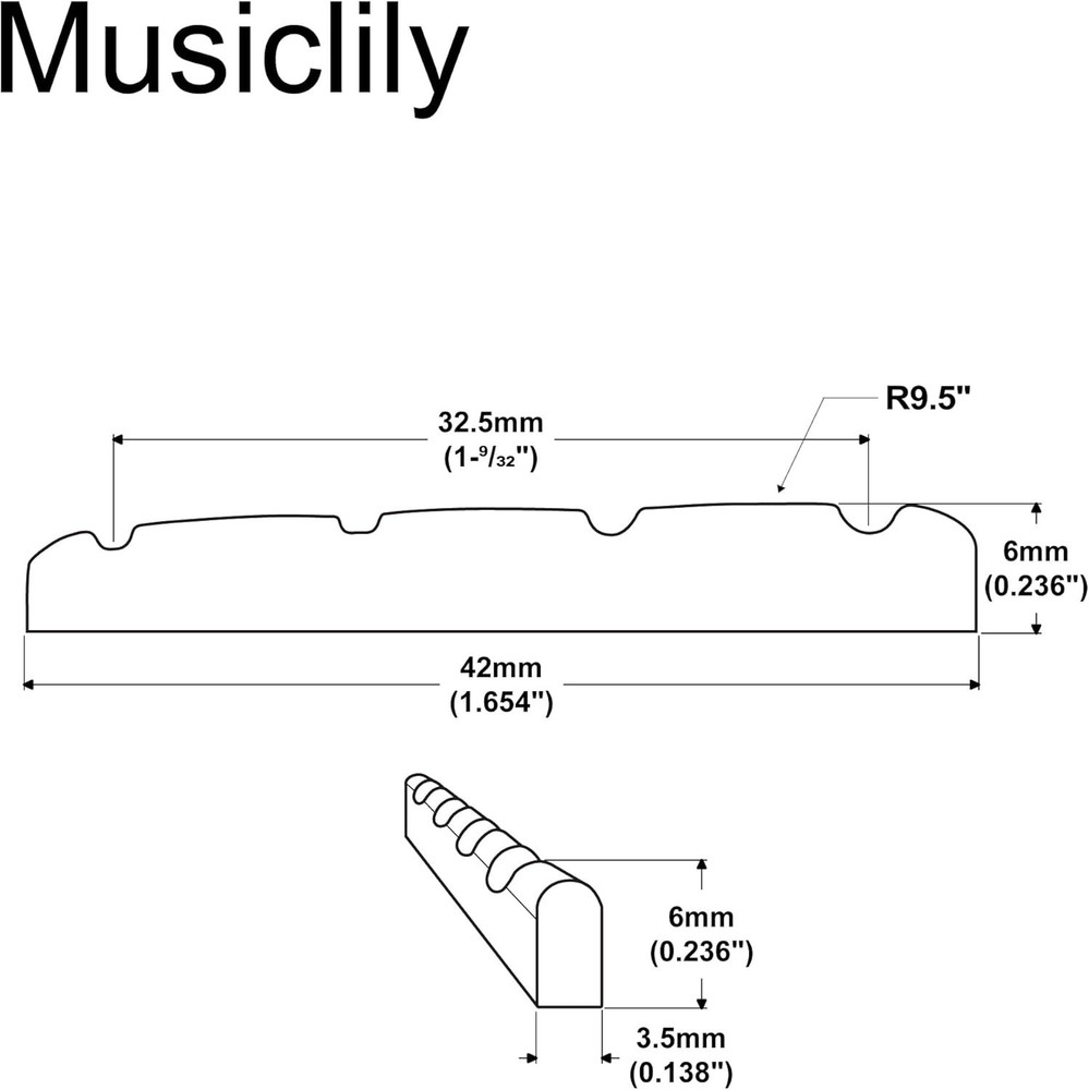 Musiclily Basic 42mm Pre-Slotted Electric Bass Brass Nut for 4-String Precision