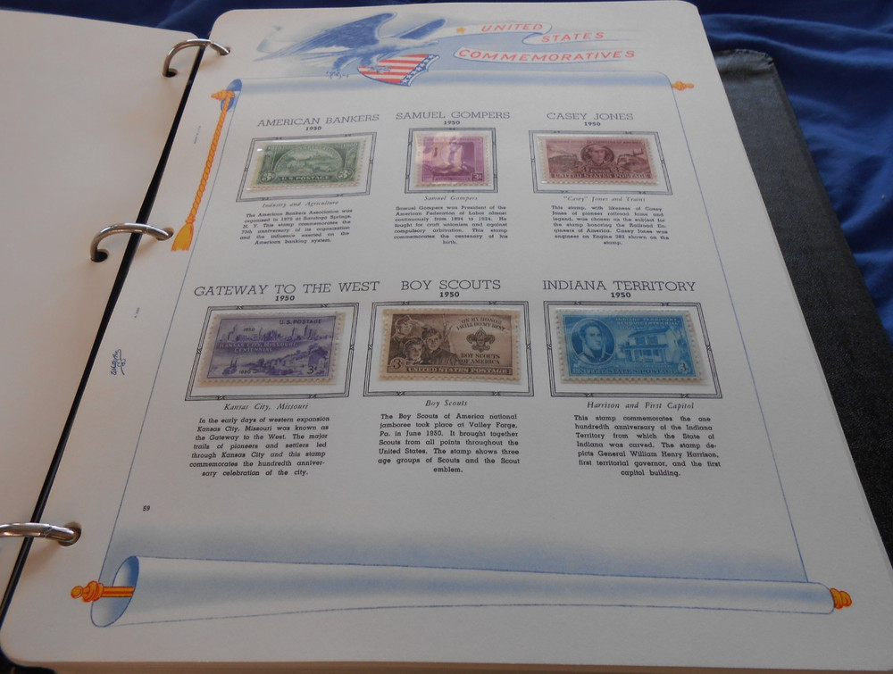 WHITE ACE COMMEMORATIVE STAMPS OF THE UNITED STATES ALBUM WITH DUST COVER & BOX