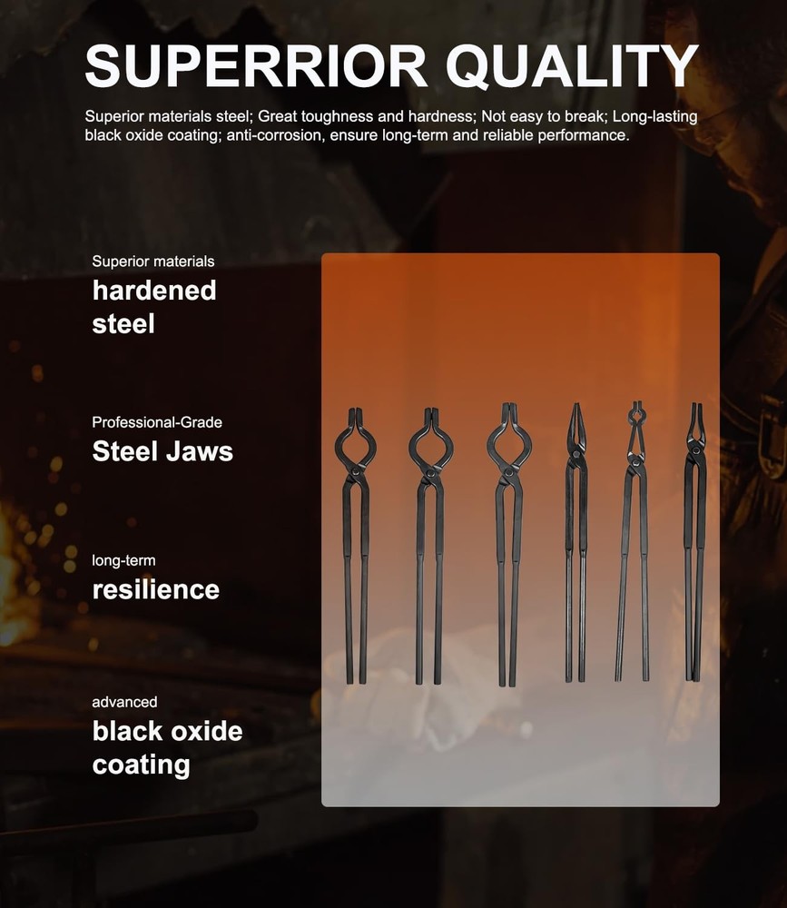 Beginner blacksmith tongs Blacksmith Forge Tong Tools Set Flat Jaw Pick Up