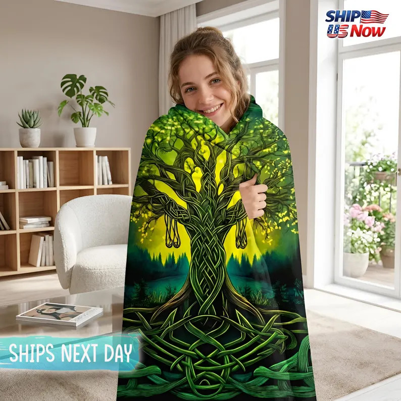 Personalized Green Tree Blanket Custom Throw Soft Cozy Gift