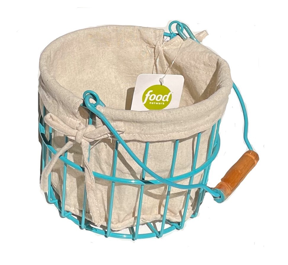 Food Network Wire Handled Basket with Liner Blue