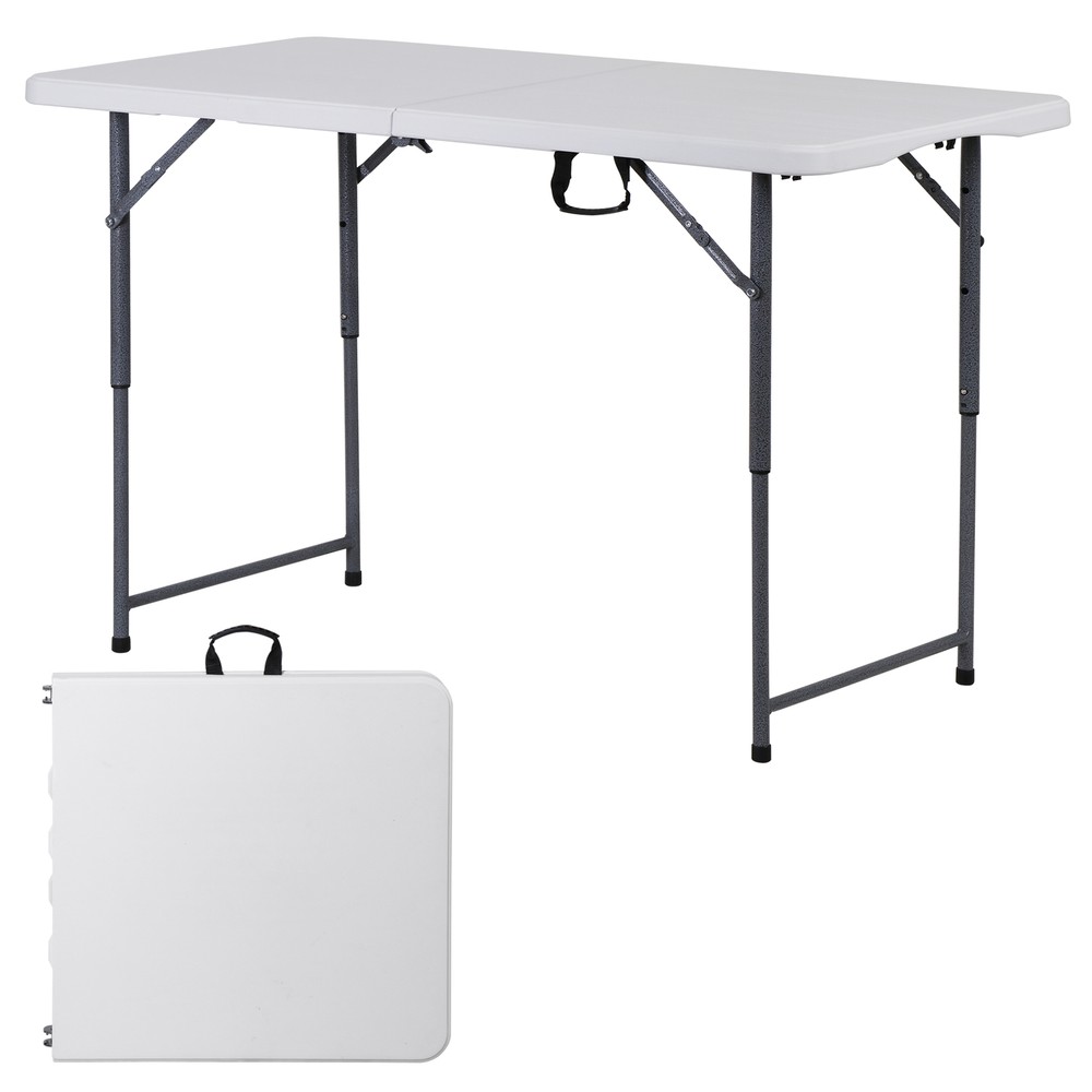 Folding Utility Table 4' Fold-in-Half Portable Plastic Picnic Party Dining Table