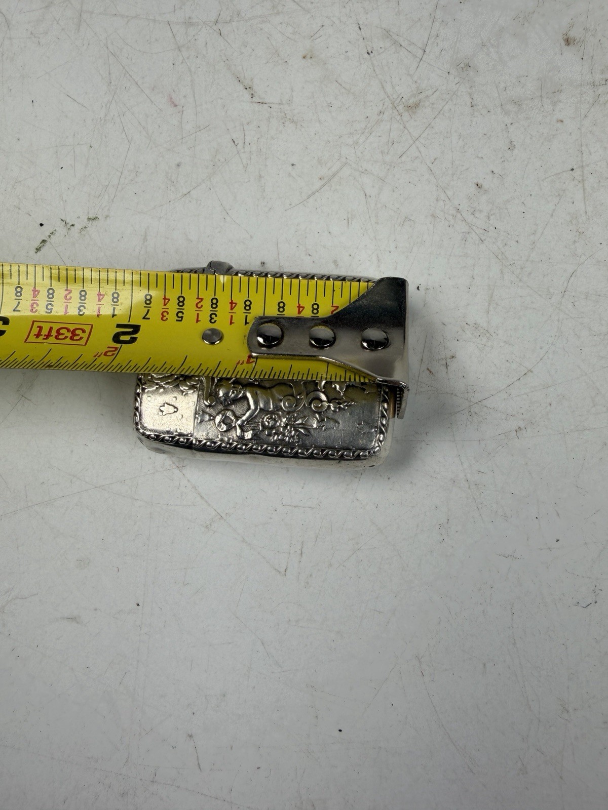 Antique Victorian Sterling Silver Repoussé Match Safe Vesta Case Late 1800s