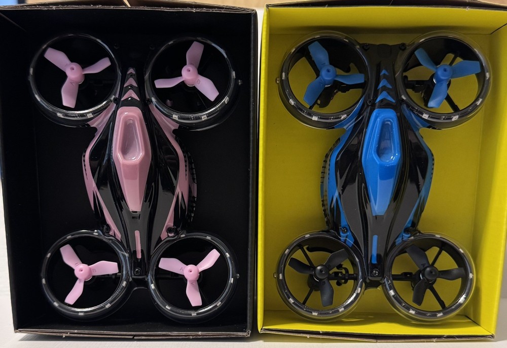 New! Dual Pack! Raoed 2 in 1 Mini Drone With Remote Controller Blue & Pink