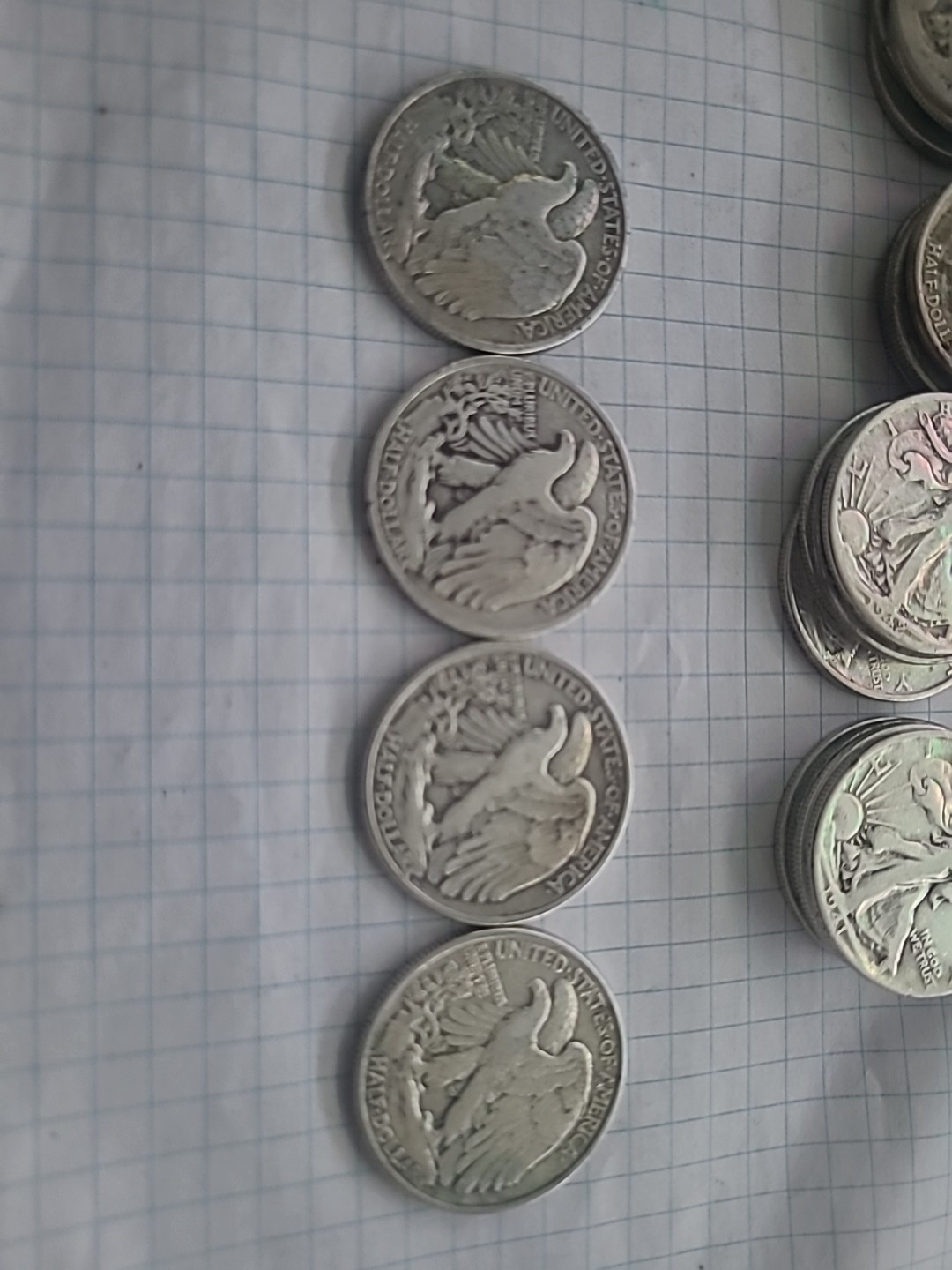 4x Walking Liberty Half Dollar 50c 90% Silver Coins - NICE! 2 Dollar Face Value