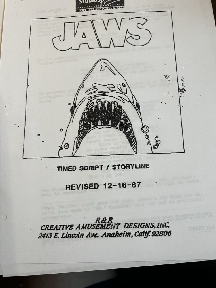 Jaws the Ride Operators Script Original ride version revised Universal Orlando