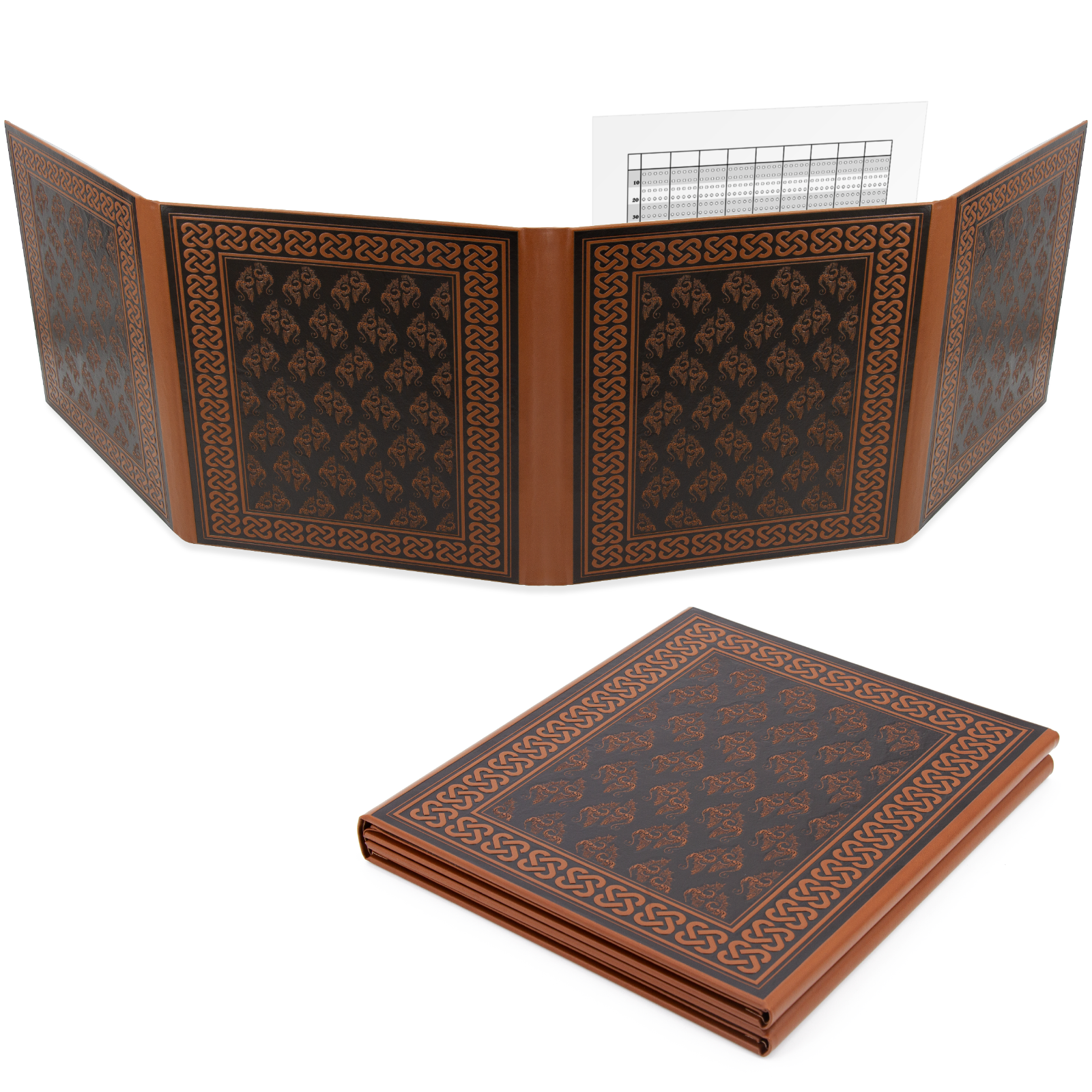 CM DM Screen Embossed GM Screen with Four Panel Folding Dungeon Master Screens