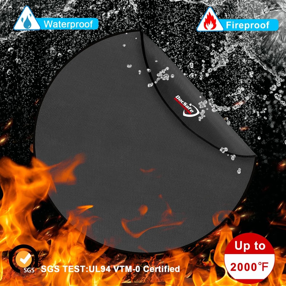 DocSafe 48" Round Fire Pit Mat,4-Layer Under Grill Mat Deck Patio Protect Mat...
