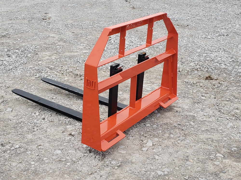 48" Root Rake Clam Grapple and 42" Long Pallet Forks Attachment ComboQuickAttach