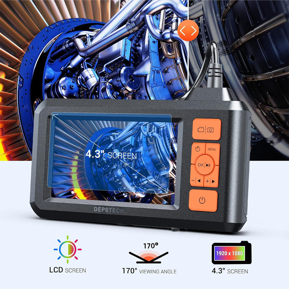 Waterproof Industrial Borescope Inspection Camera with LED Light