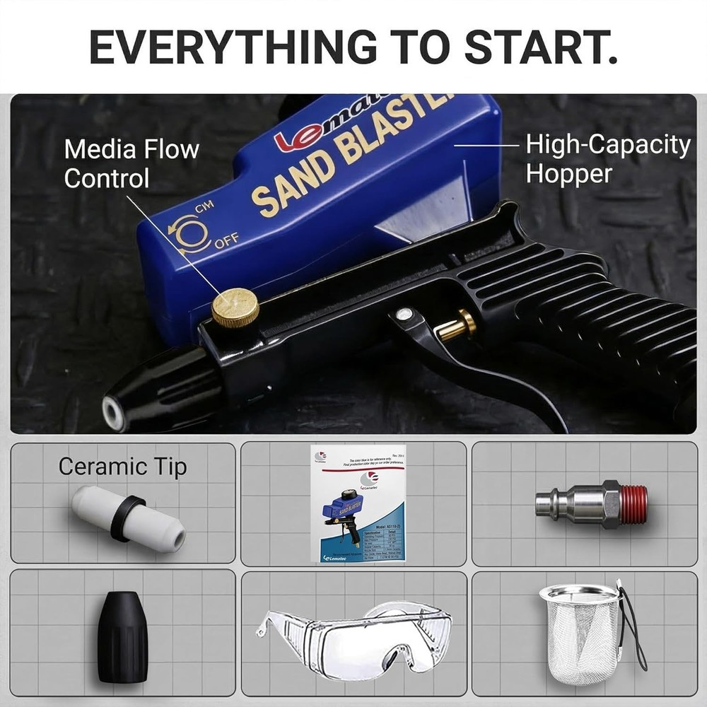 Lightweight Sand Blaster Gun with Easy-Pull Trigger - Perfect for Detailed Work