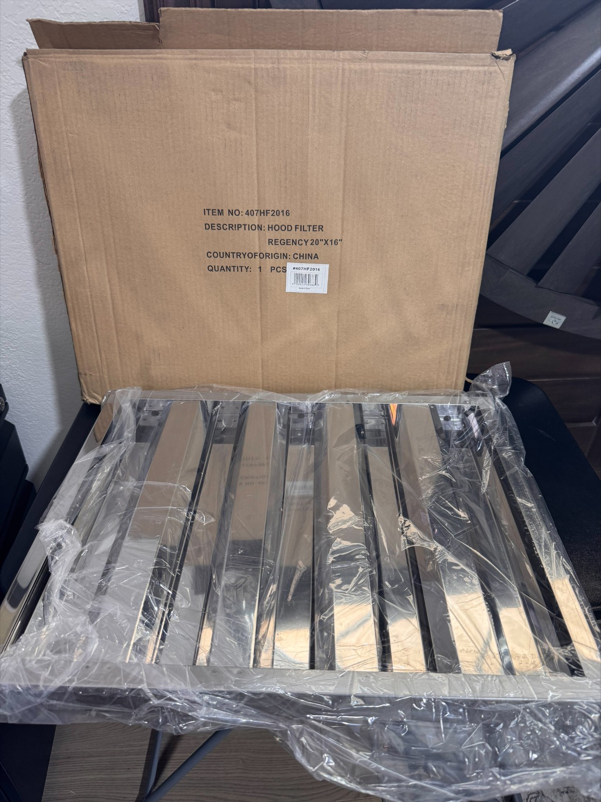 Regency 407HF2016 Commercial Hood Filter 20x16 Stainless Steel Baffle Filter